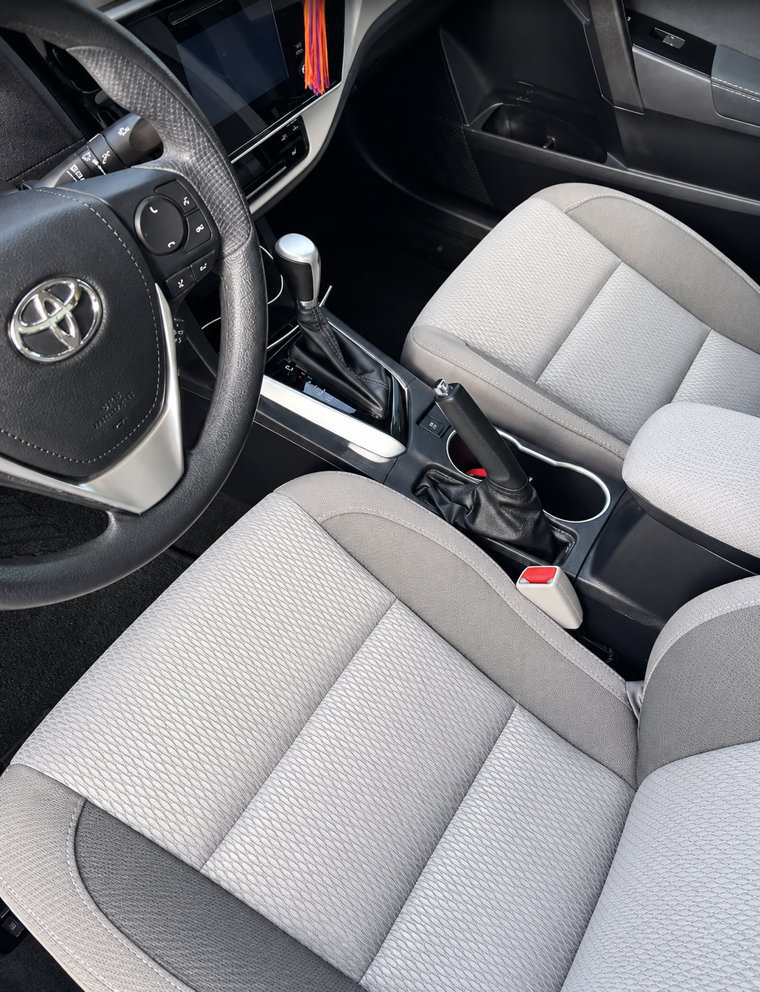 Clean Toyota interior after professional interior car detailing in Spartanburg, SC